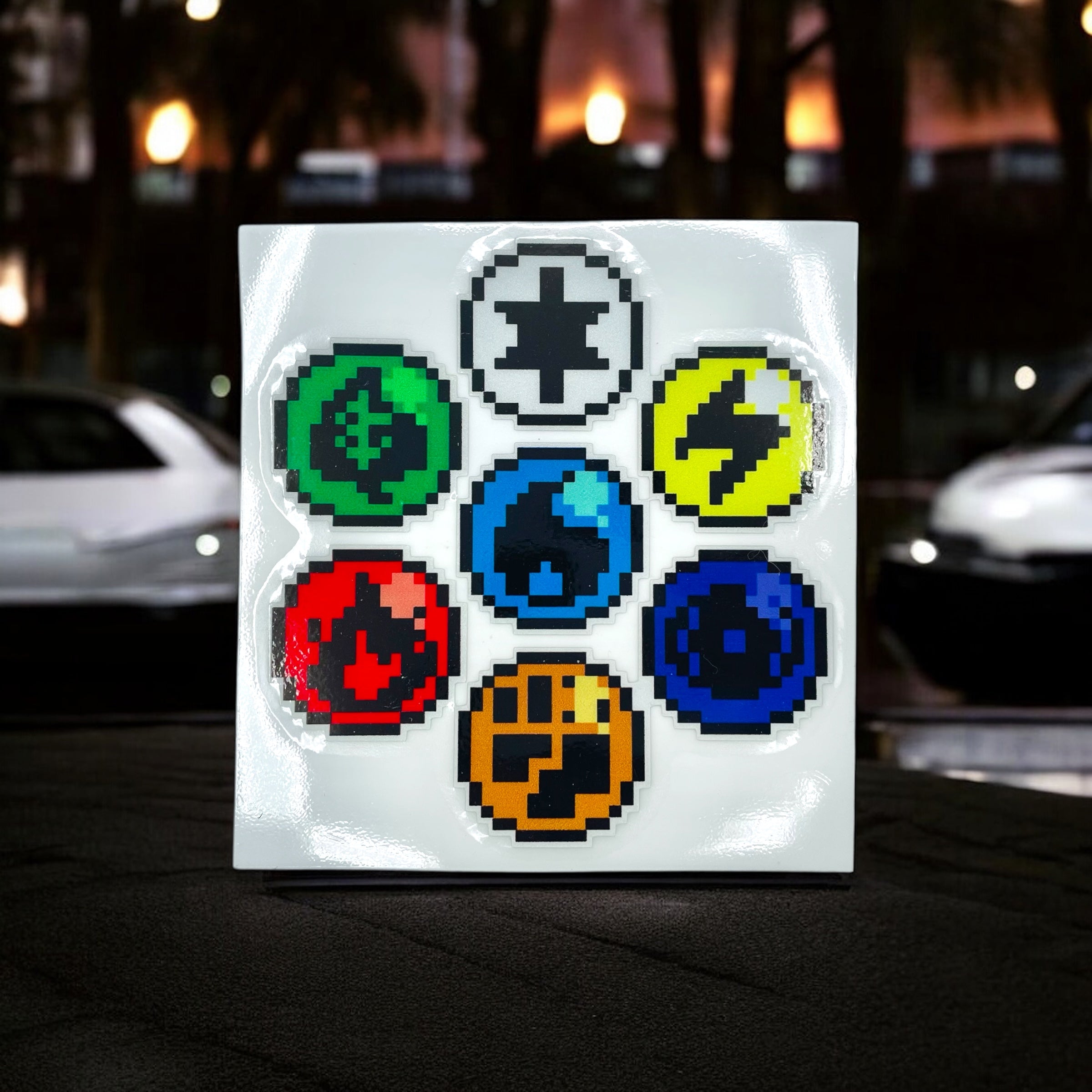 8Bit Pokemon Gym Badges Car Decal