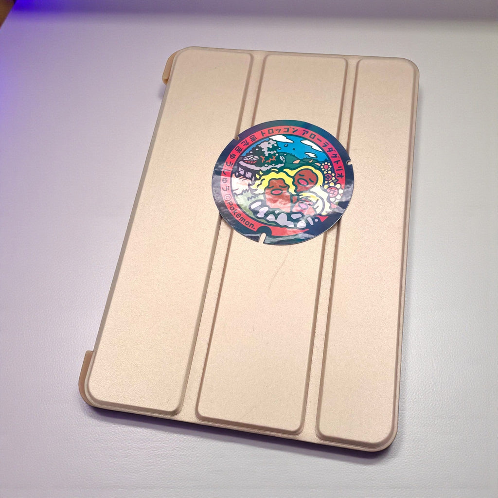 Alolan Dugtrio Poke-Lid Holographic Sticker Kitakyushu Japan on iPad Tablet