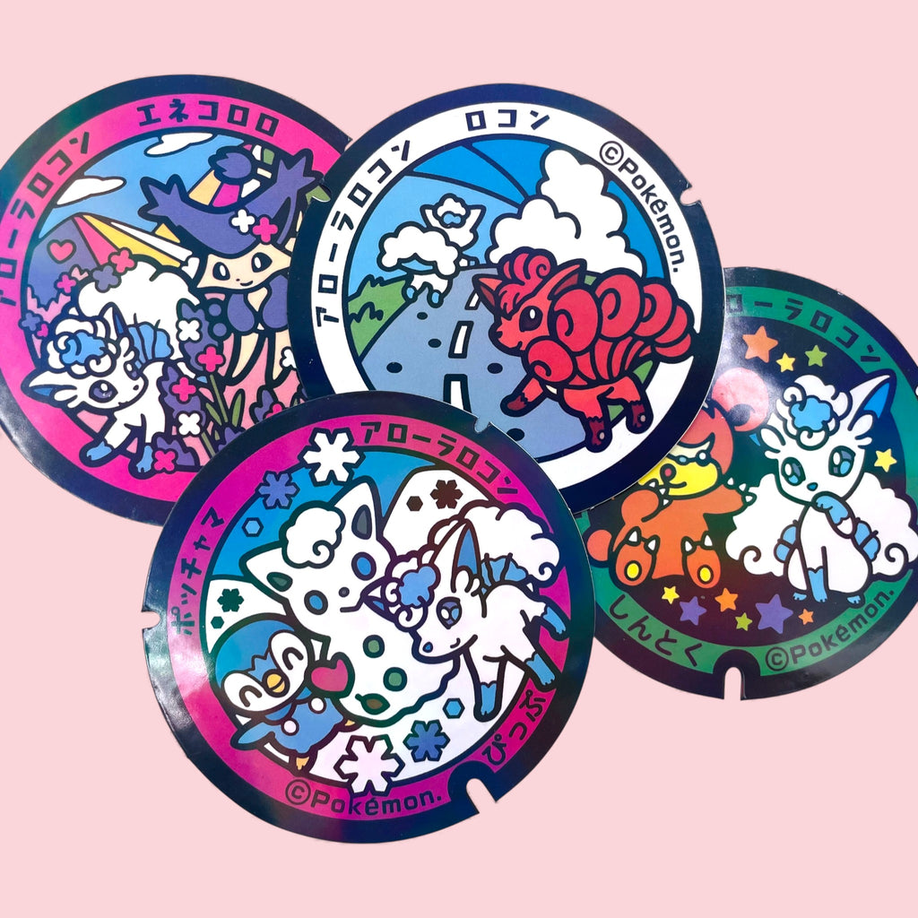 Alolan Vulpix Pokelid Japan Holographic Stickers Kawaii Decals Gamer Collectibles 