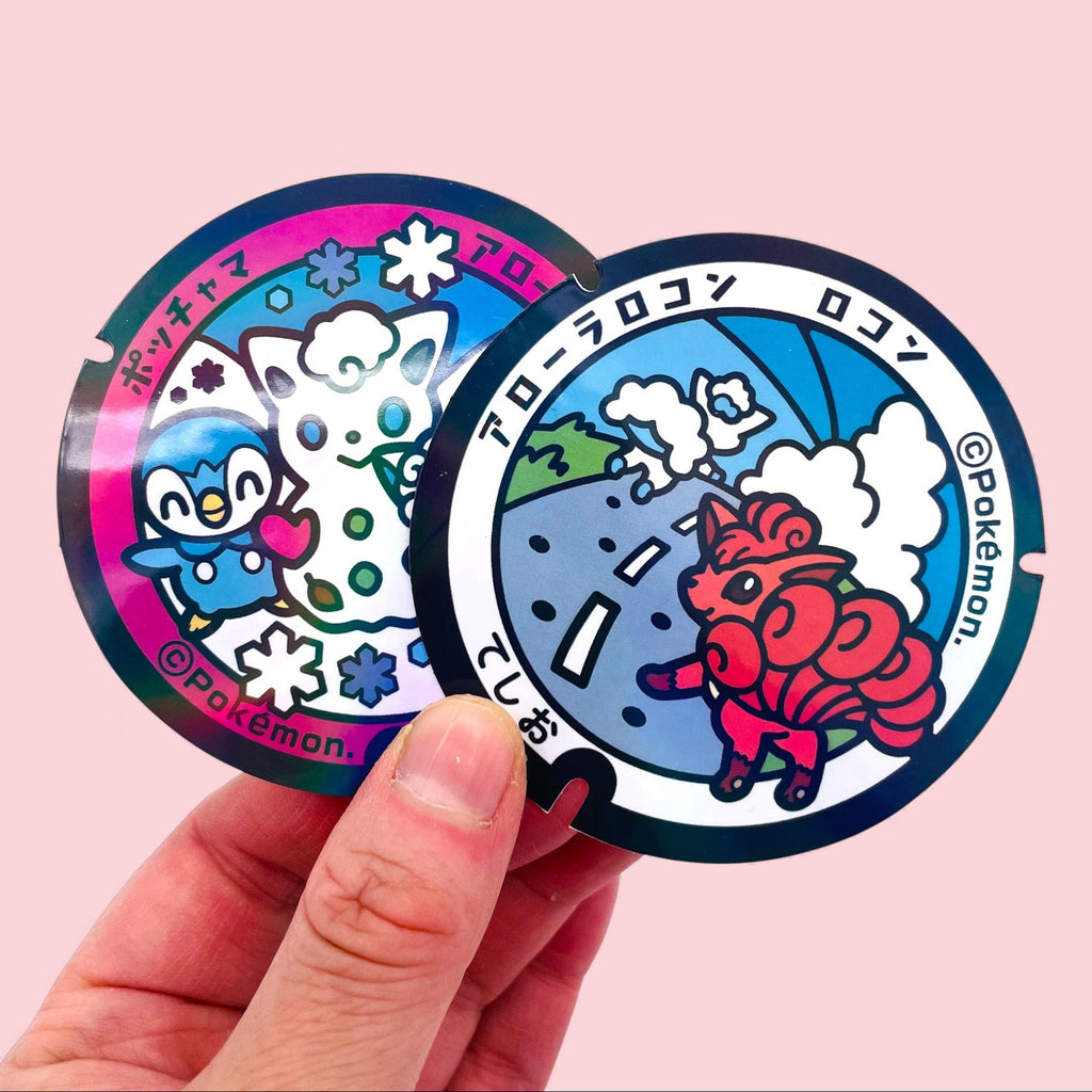 Alolan Vulpix Pokelid Japan Holographic Stickers Kawaii Decals in Hand