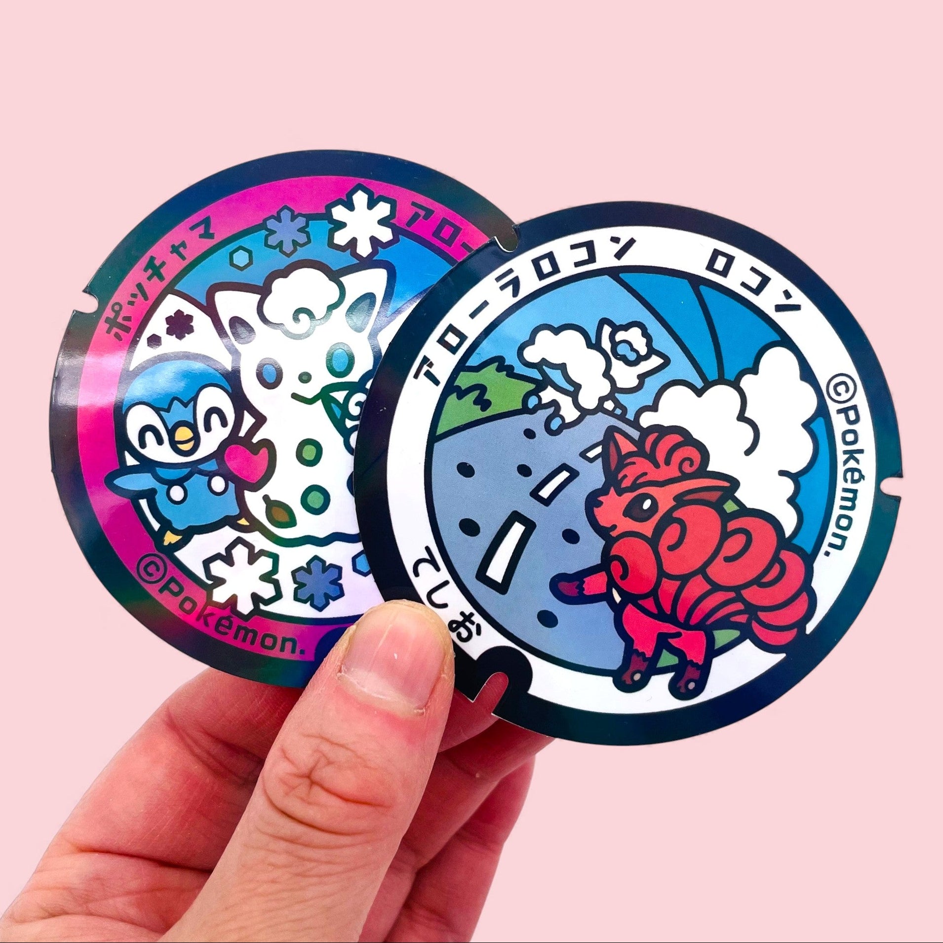 Alolan Vulpix Pokelid Japan Holographic Stickers Kawaii Decals in Hand