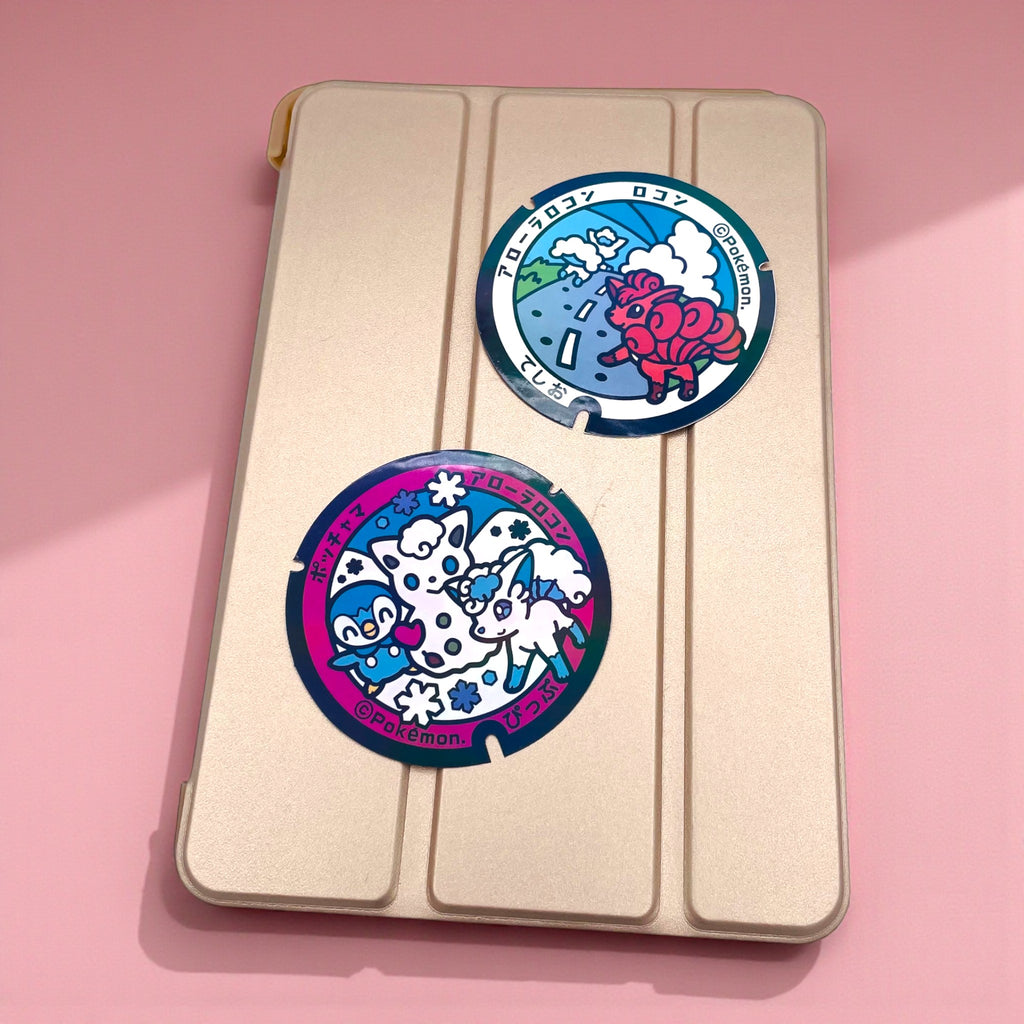 Alolan Vulpix Pokelid Japan Holographic Stickers Kawaii Decals on iPad Tablet