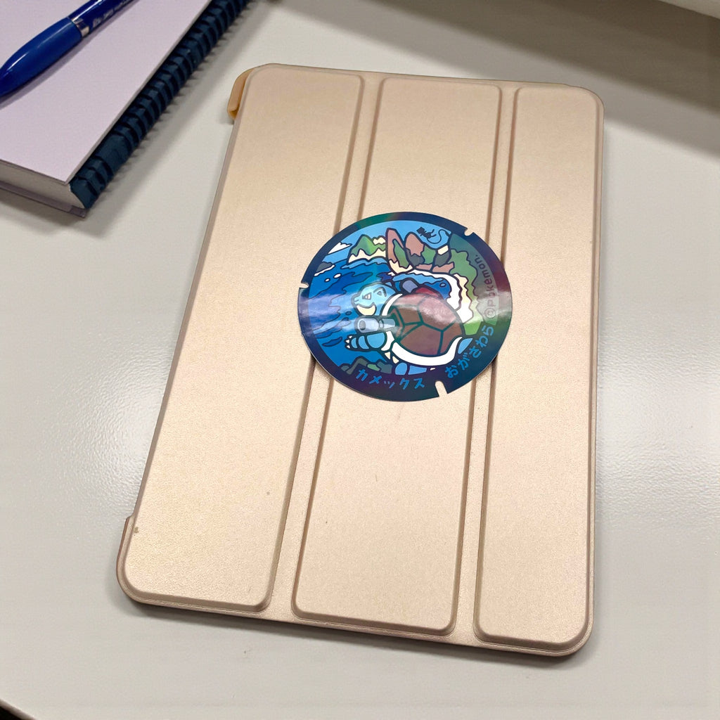 Blastoise Pokelid Japan Vinyl Sticker Holographic Large Decal on iPad Tablet