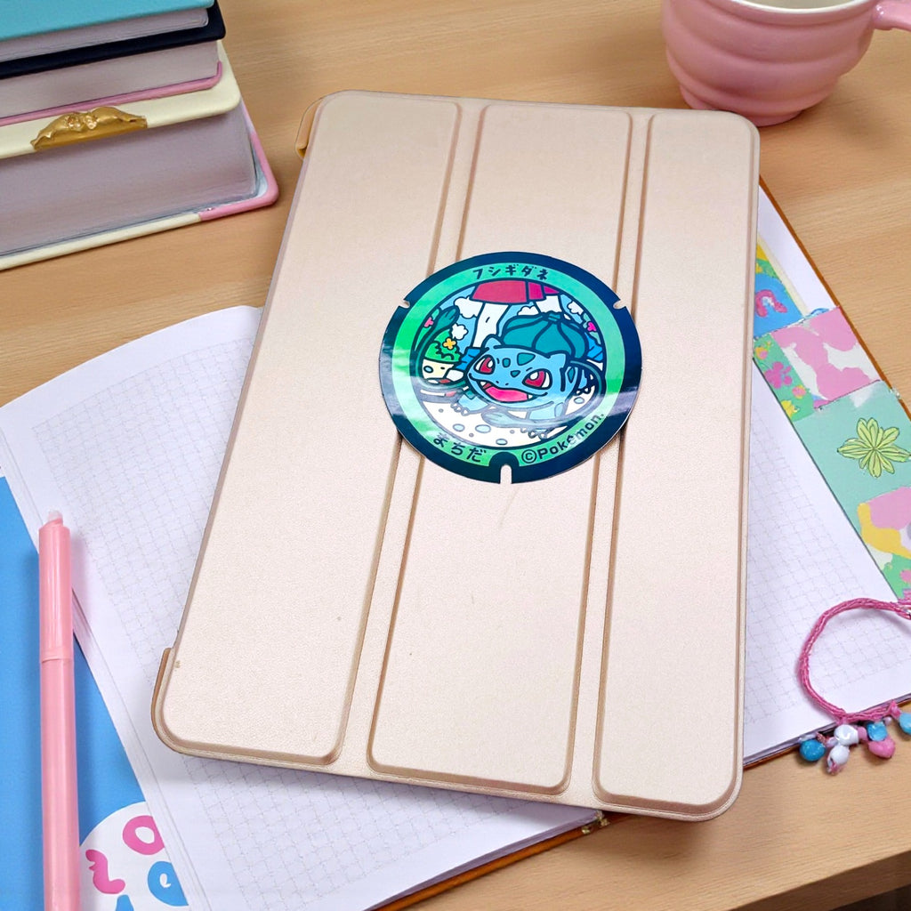 Bulbasaur Japan Pokelid Sticker on iPad Kawaii Gamer Decor