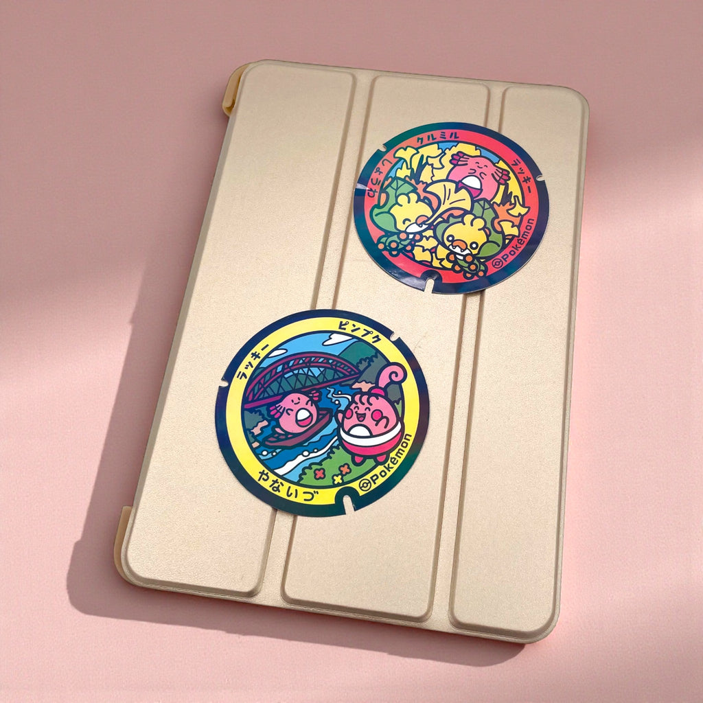Chansey Happiny Pokelid Japan Holographic Stickers on iPad Tablet