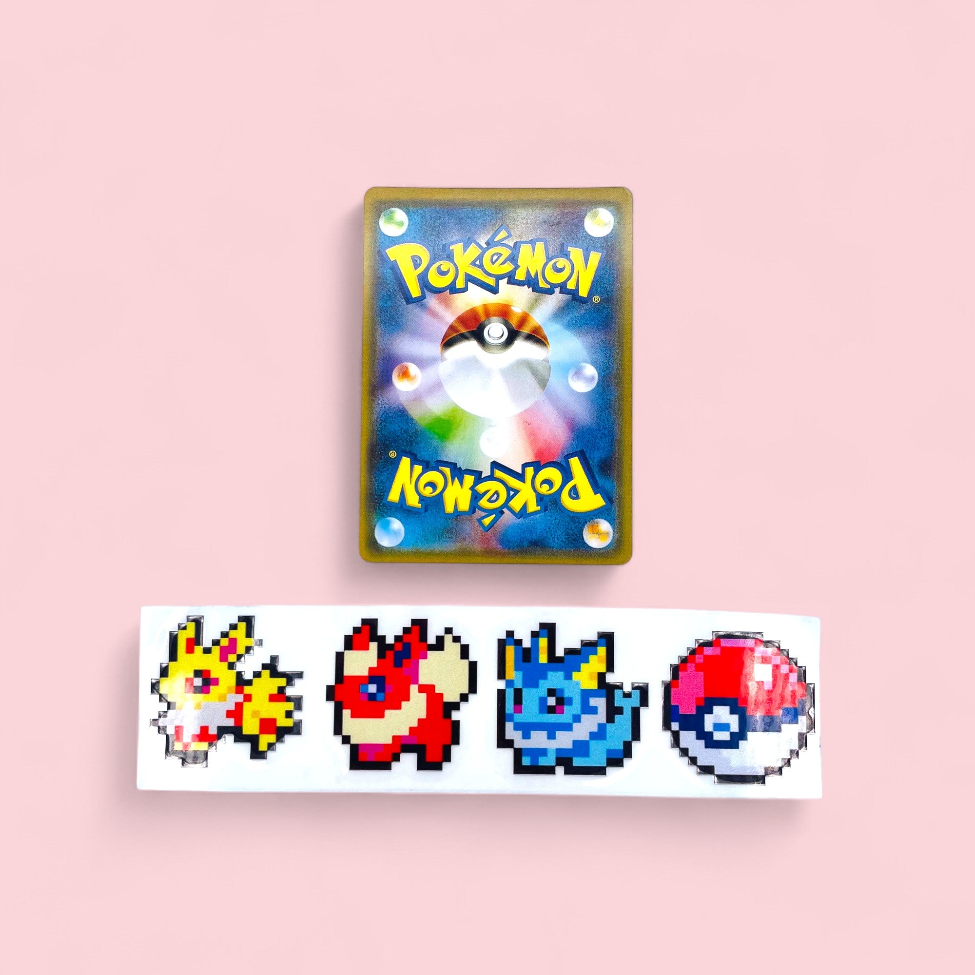 Flareon Vaporeon Jolteon 8Bit Vinyl Decal beside Pokemon Card Kawaii