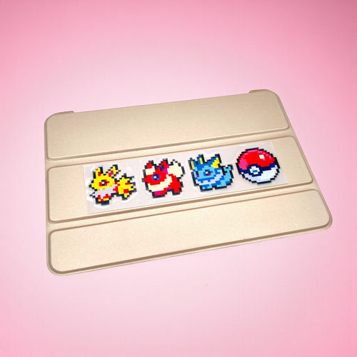 Flareon Vaporeon Jolteon 8Bit Vinyl Sticker Retro Gaming Decor on iPad Tablet