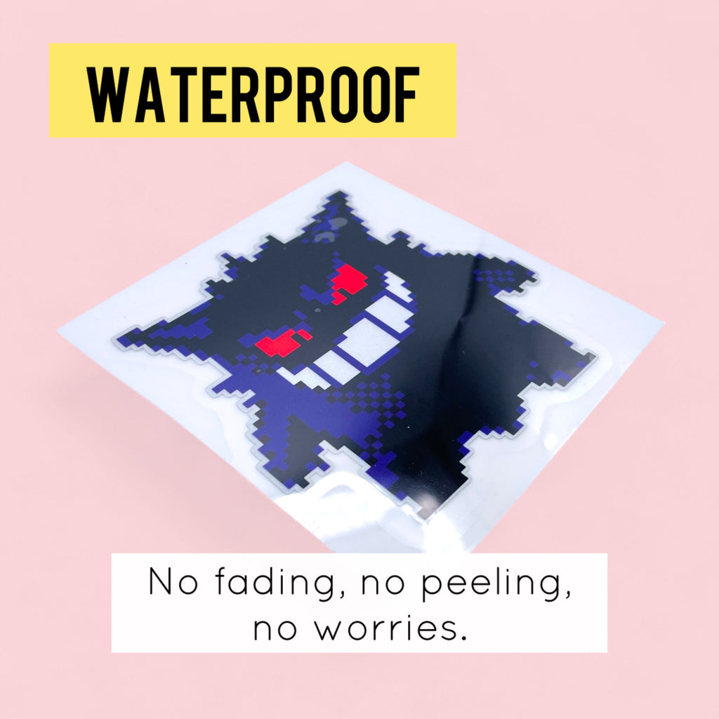 Gengar Retro 8Bit Vinyl Sticker Sideview