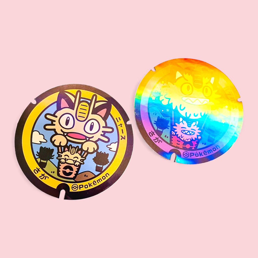 Holographic Meowth Pokelid Japanese Stickers