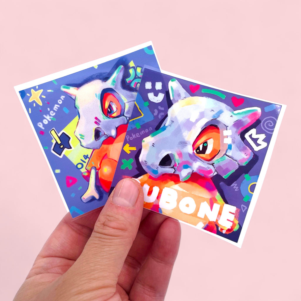 Cubone Stickers • Kawaii Vinyl Decals