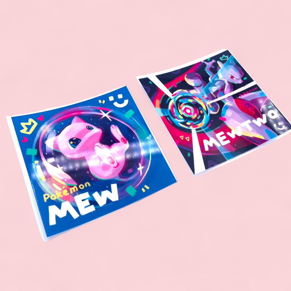 Mew & Mewtwo Stickers • Kawaii Vinyl Decals