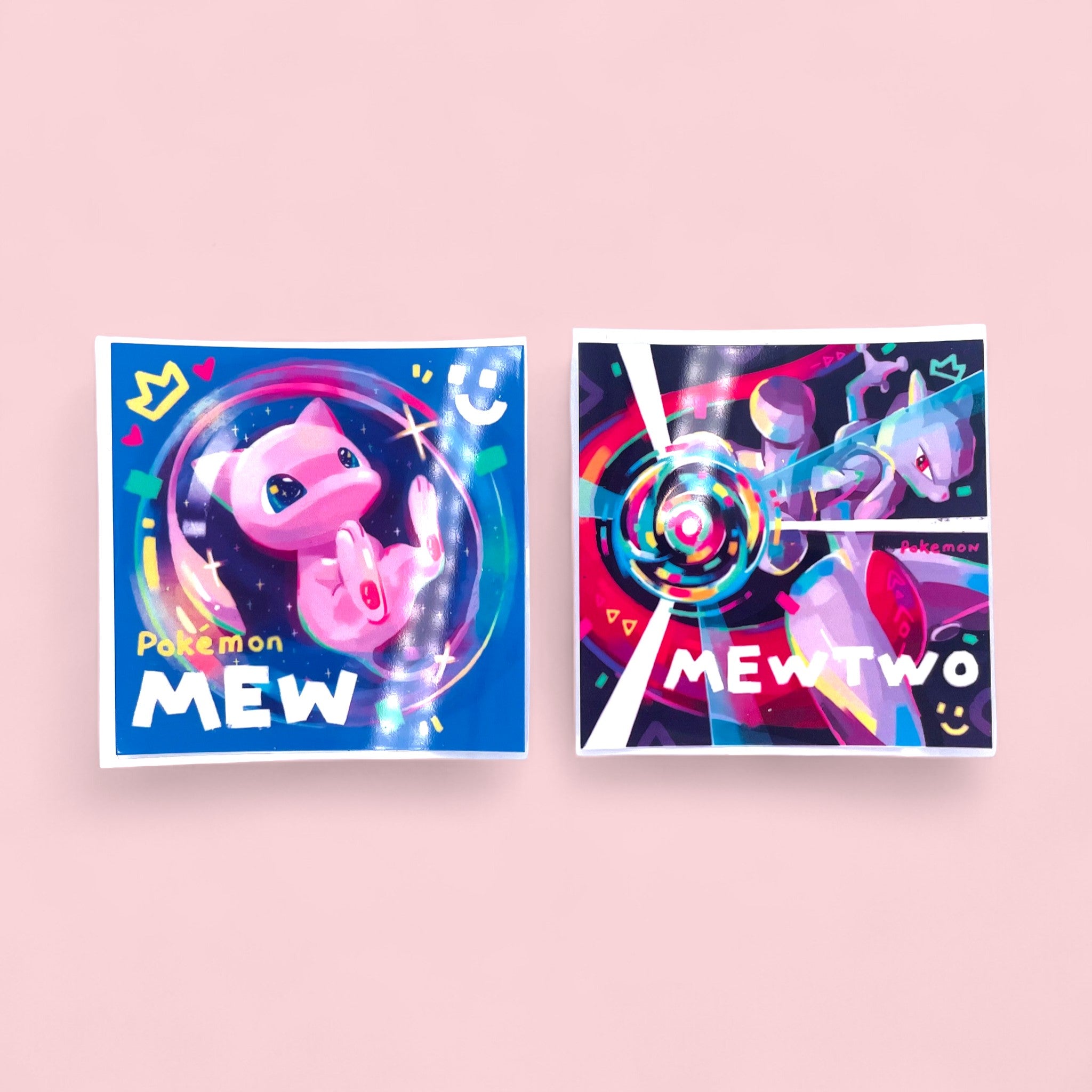 Mew & Mewtwo Stickers • Kawaii Vinyl Decals