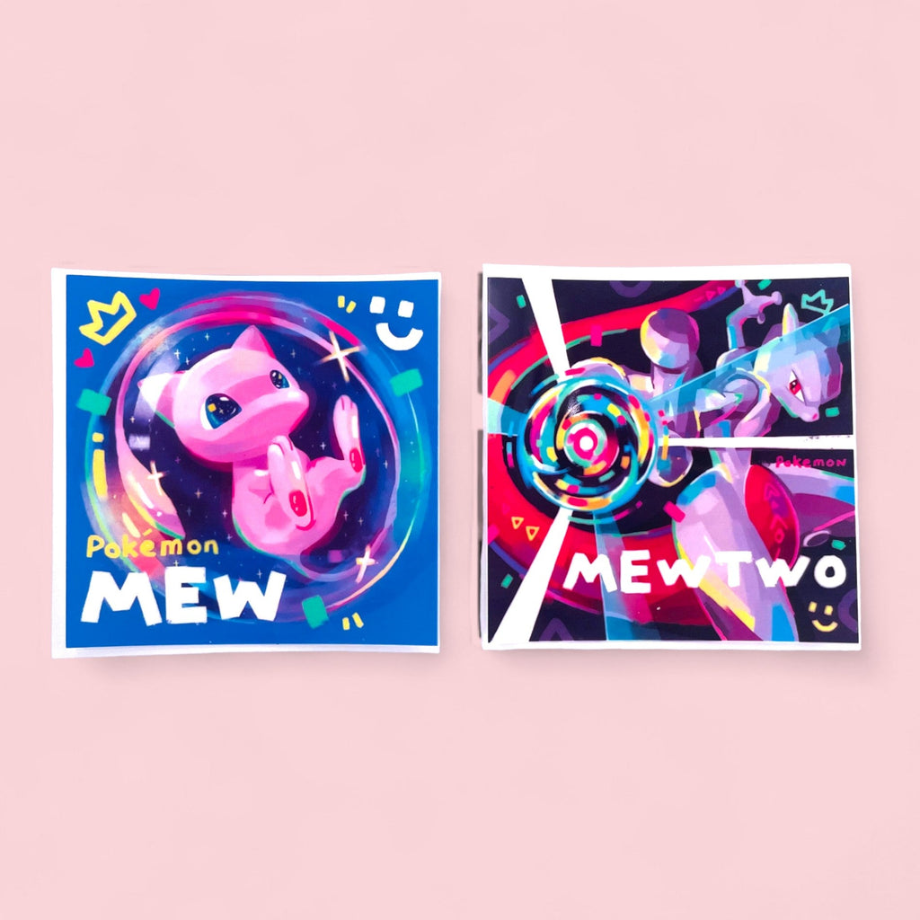 Mew & Mewtwo Stickers • Kawaii Vinyl Decals