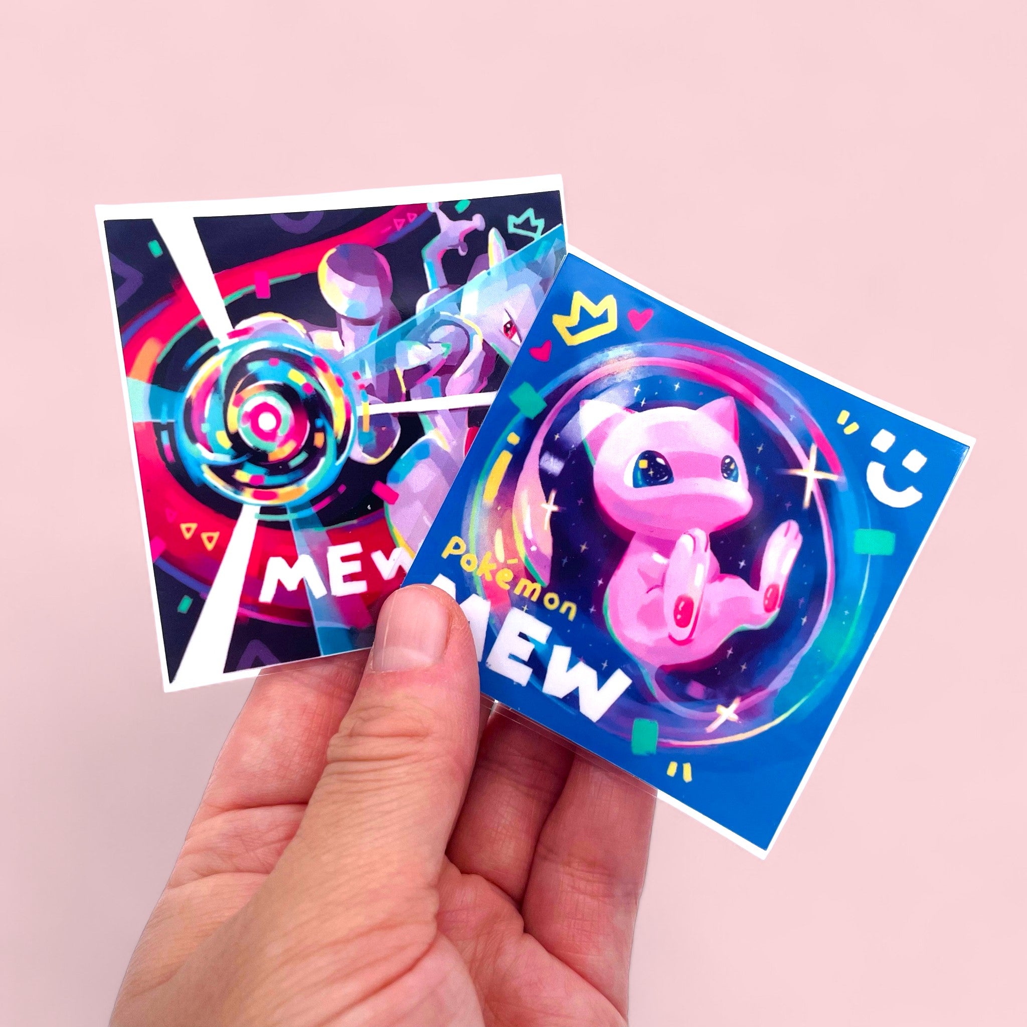Mew & Mewtwo Stickers • Kawaii Vinyl Decals