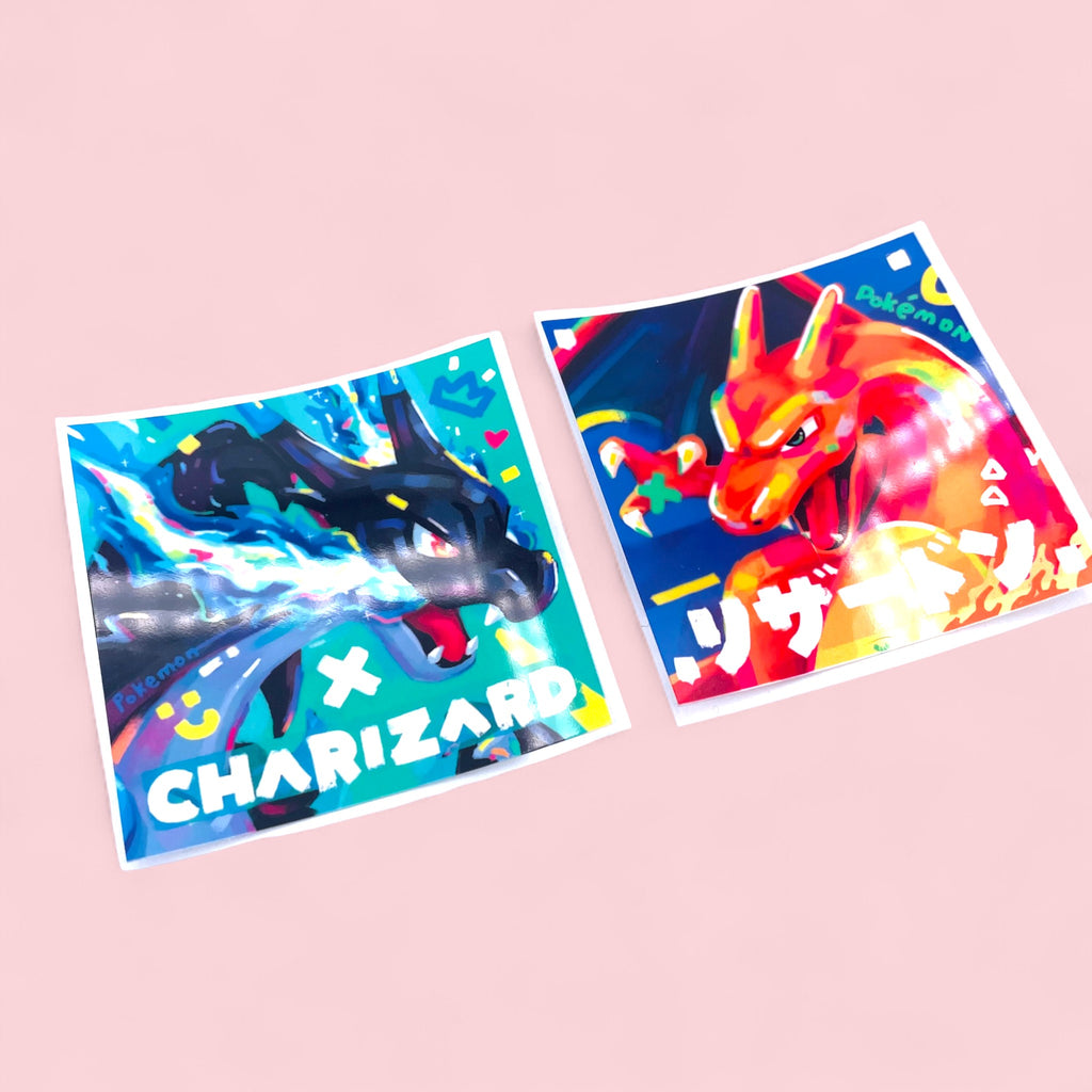 Charizard & Mega Charizard X Stickers • Kawaii Vinyl Decals