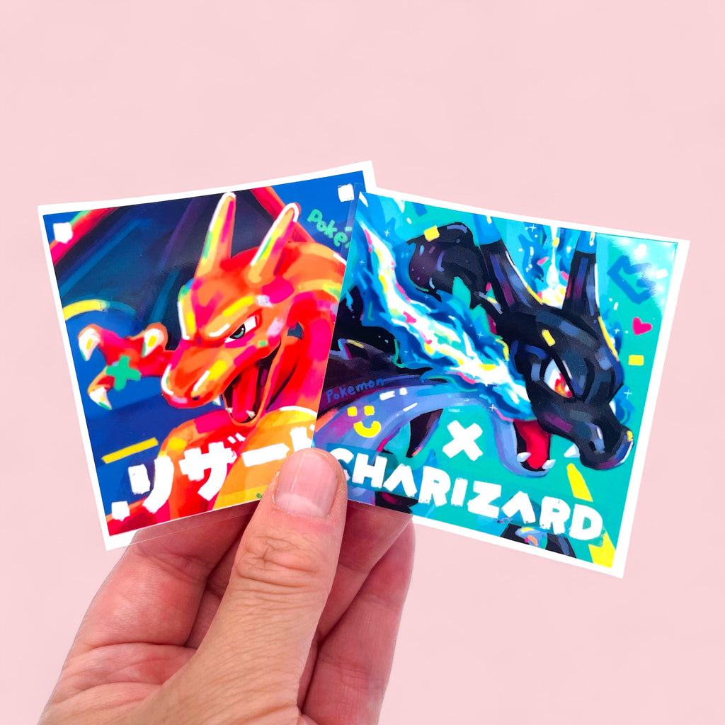 Charizard & Mega Charizard X Stickers • Kawaii Vinyl Decals