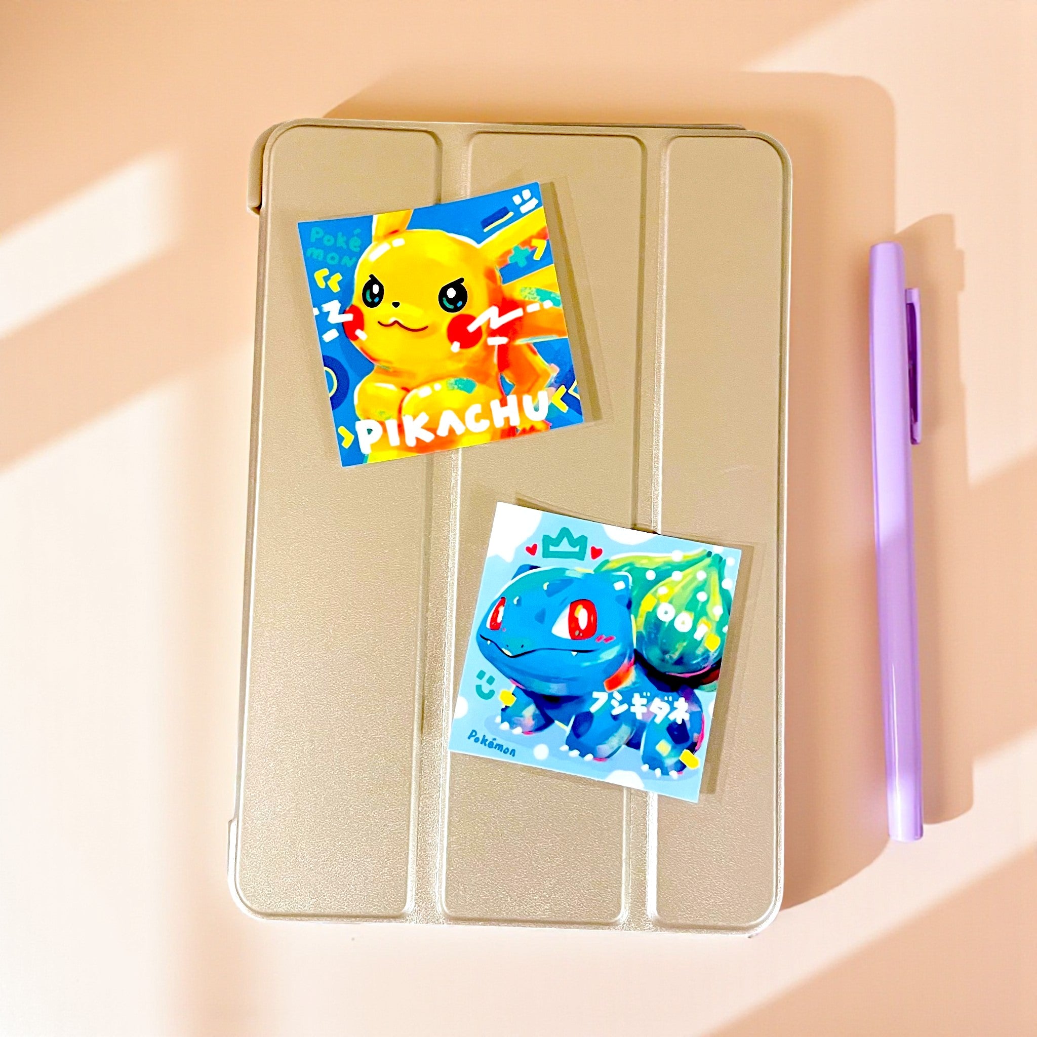 Pikachu, Bulbasaur, Squirtle & Charmander Stickers • Kawaii Vinyl Decals