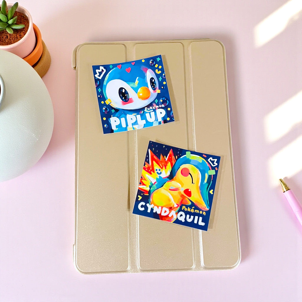 Piplup, Cyndaquil & Chikorita Stickers • Kawaii Vinyl Decals