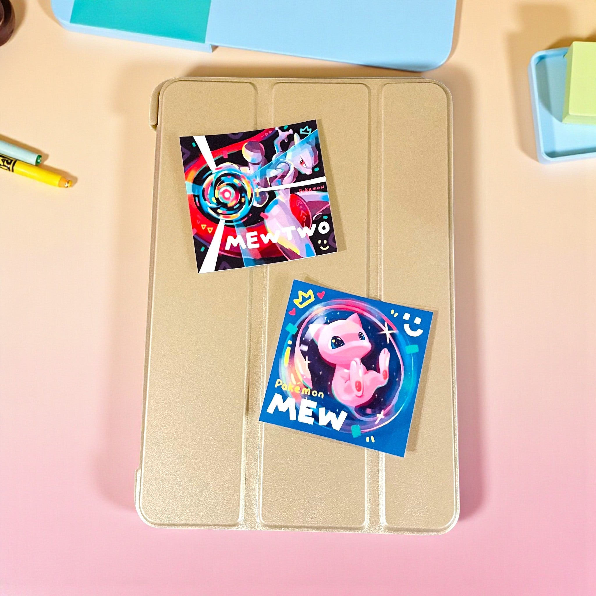 Mew & Mewtwo Stickers • Kawaii Vinyl Decals