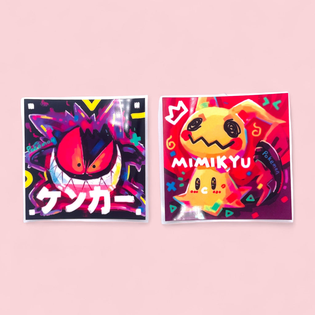 Gengar & Mimikyu Stickers • Kawaii Vinyl Decals