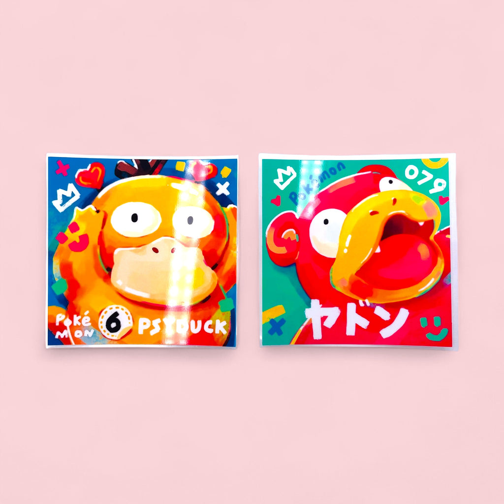 Psyduck & Slowpoke Stickers • Kawaii Vinyl Decals