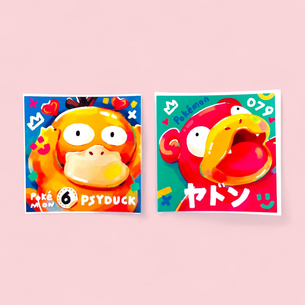 Psyduck & Slowpoke Stickers • Kawaii Vinyl Decals