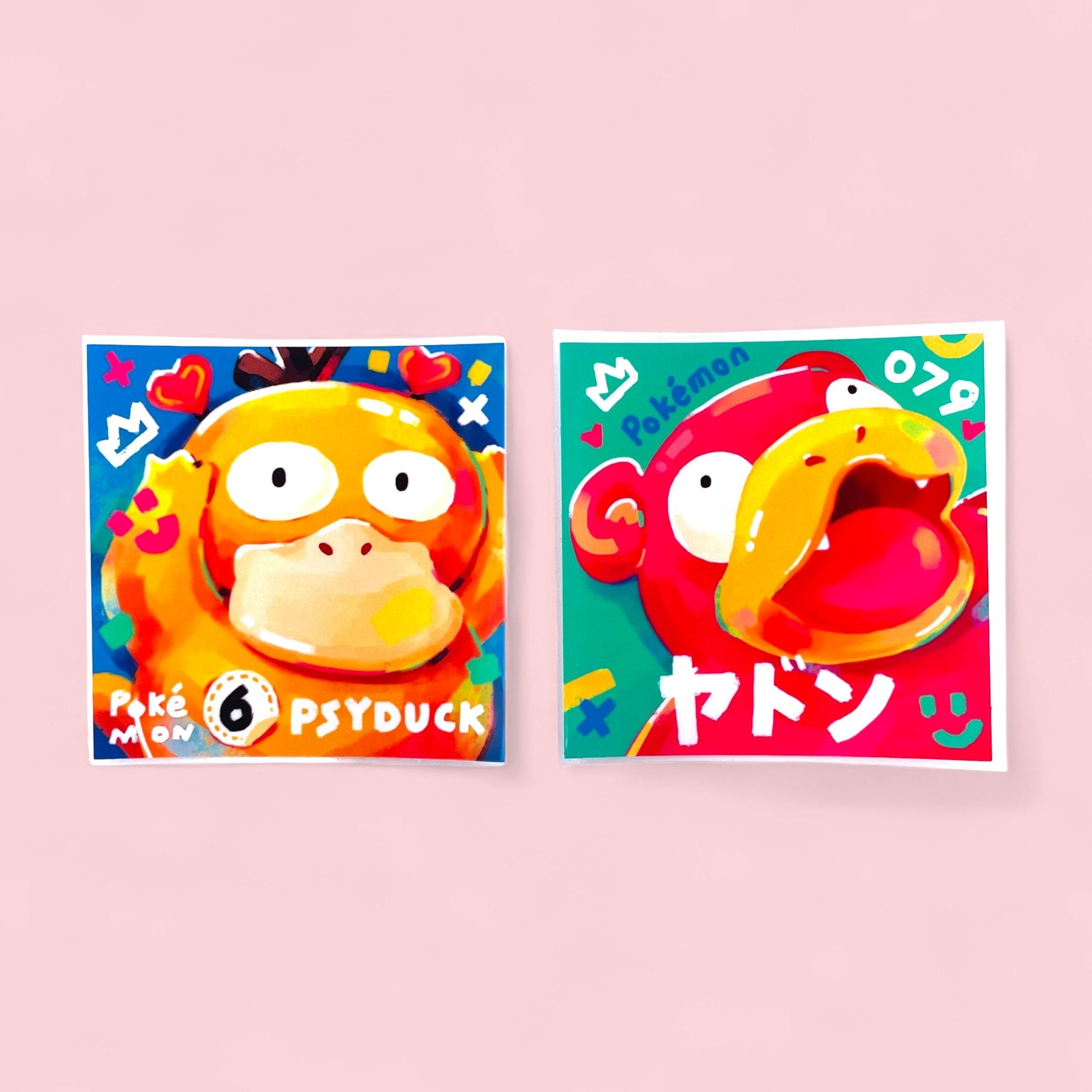 Psyduck & Slowpoke Stickers • Kawaii Vinyl Decals