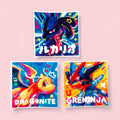 Lucario, Dragonite & Greninja Stickers • Kawaii Vinyl Decals