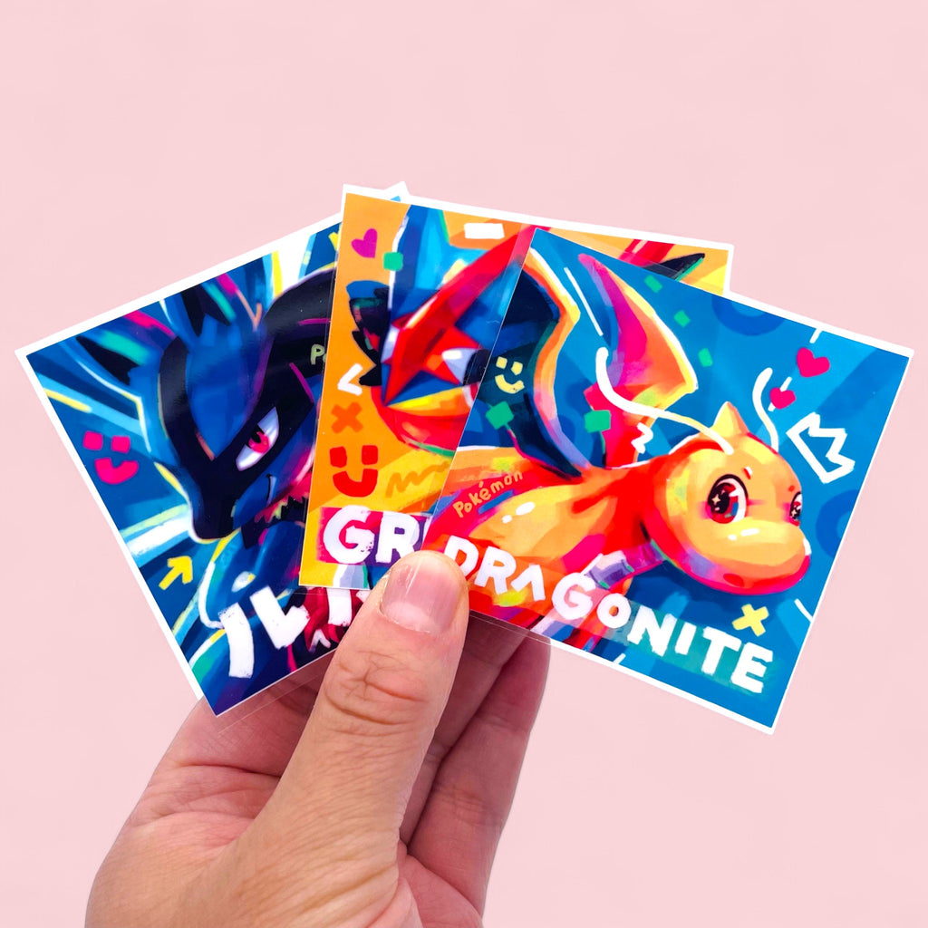 Lucario, Dragonite & Greninja Stickers • Kawaii Vinyl Decals