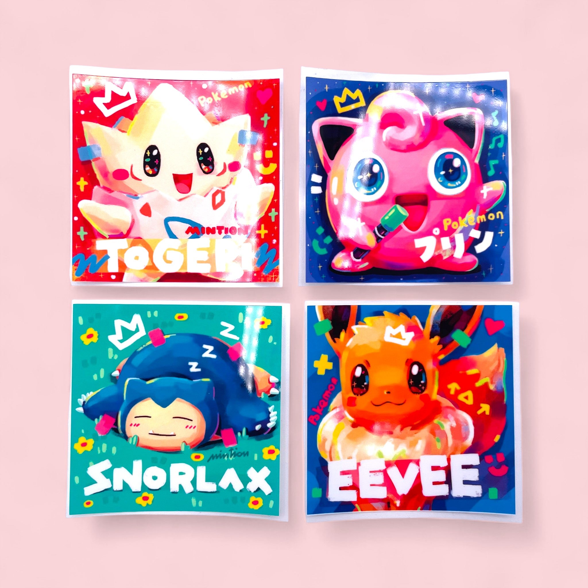 Togepi, Jigglypuff, Snorlax & Eevee Stickers • Kawaii Vinyl Decals