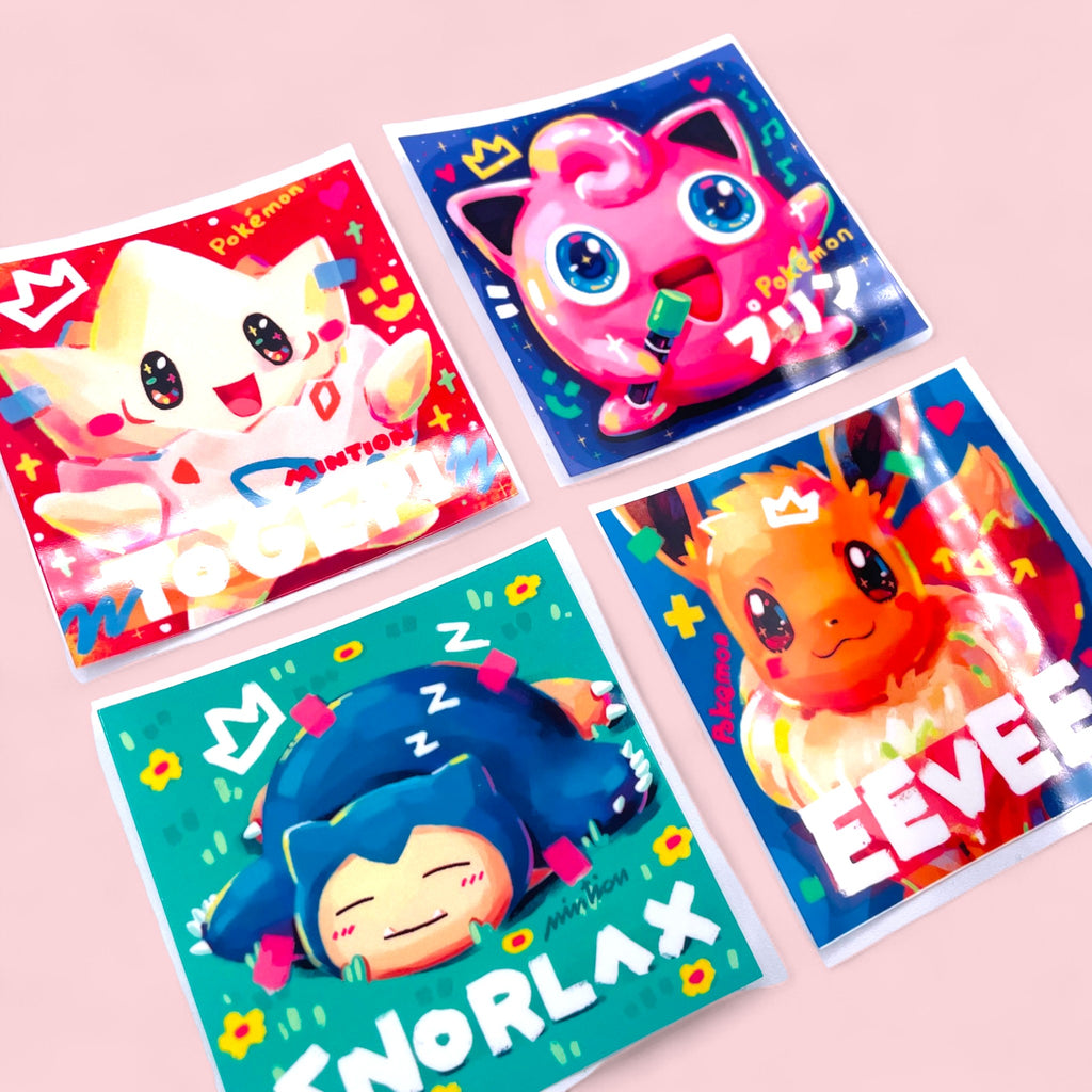 Togepi, Jigglypuff, Snorlax & Eevee Stickers • Kawaii Vinyl Decals