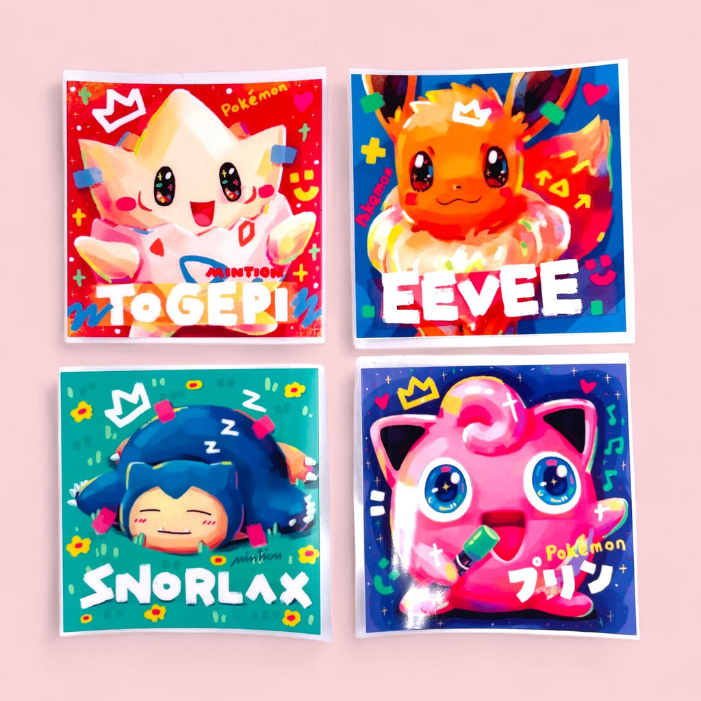 Togepi, Jigglypuff, Snorlax & Eevee Stickers • Kawaii Vinyl Decals