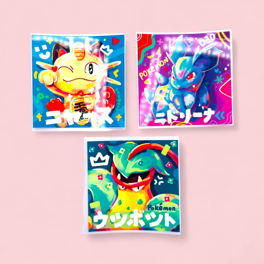 Meowth, Nidorina & Victreebel Stickers • Kawaii Vinyl Decals