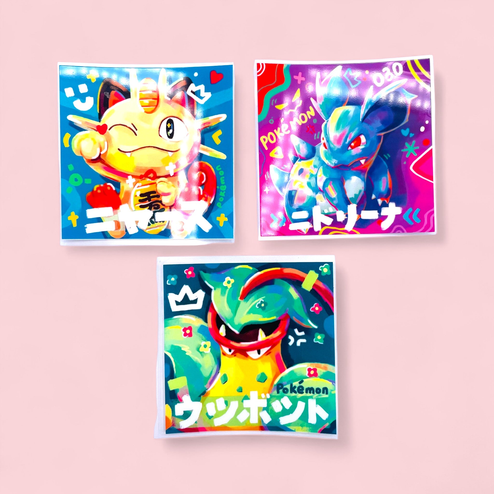 Meowth, Nidorina & Victreebel Stickers • Kawaii Vinyl Decals