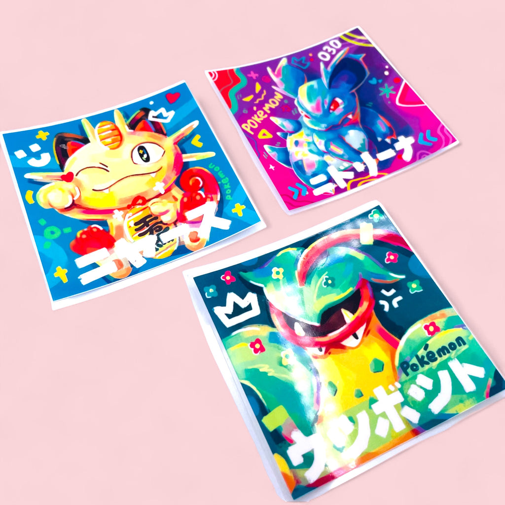 Meowth, Nidorina & Victreebel Stickers • Kawaii Vinyl Decals