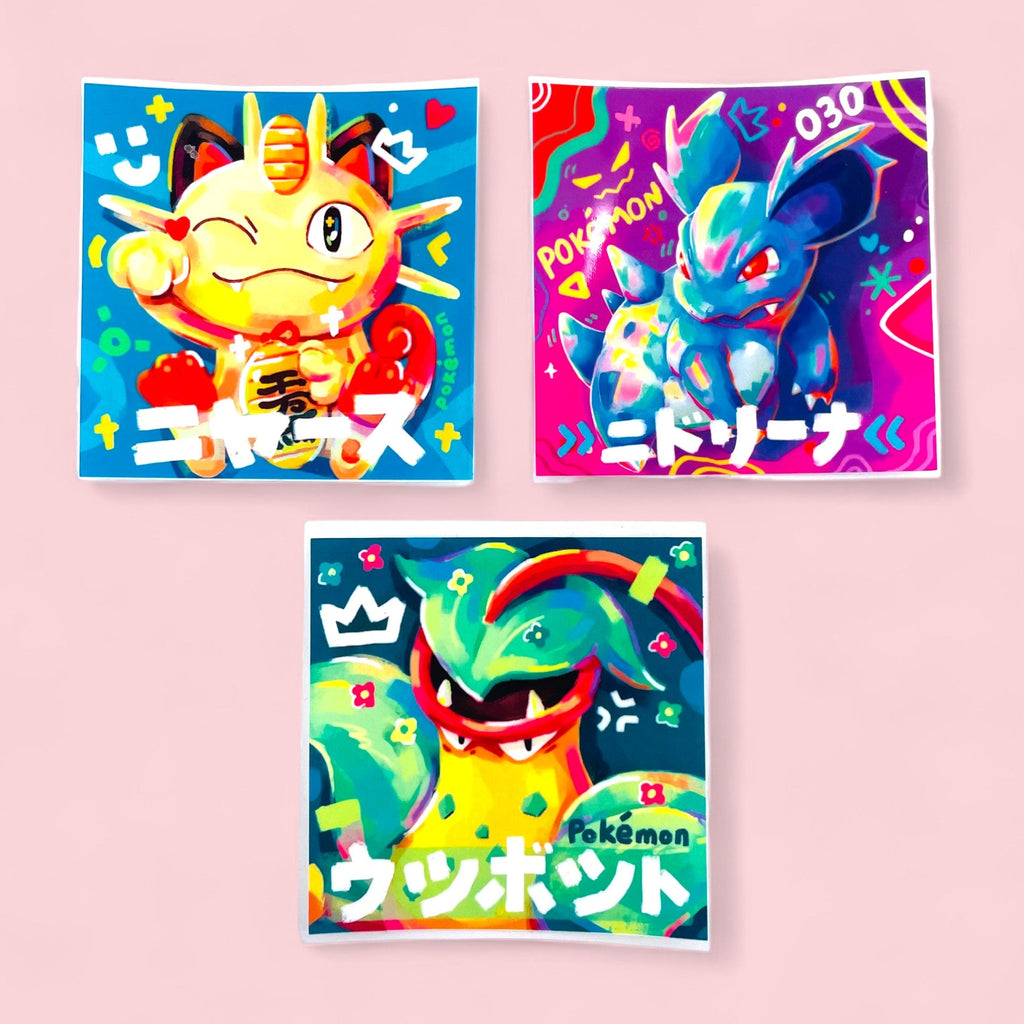 Meowth, Nidorina & Victreebel Stickers • Kawaii Vinyl Decals