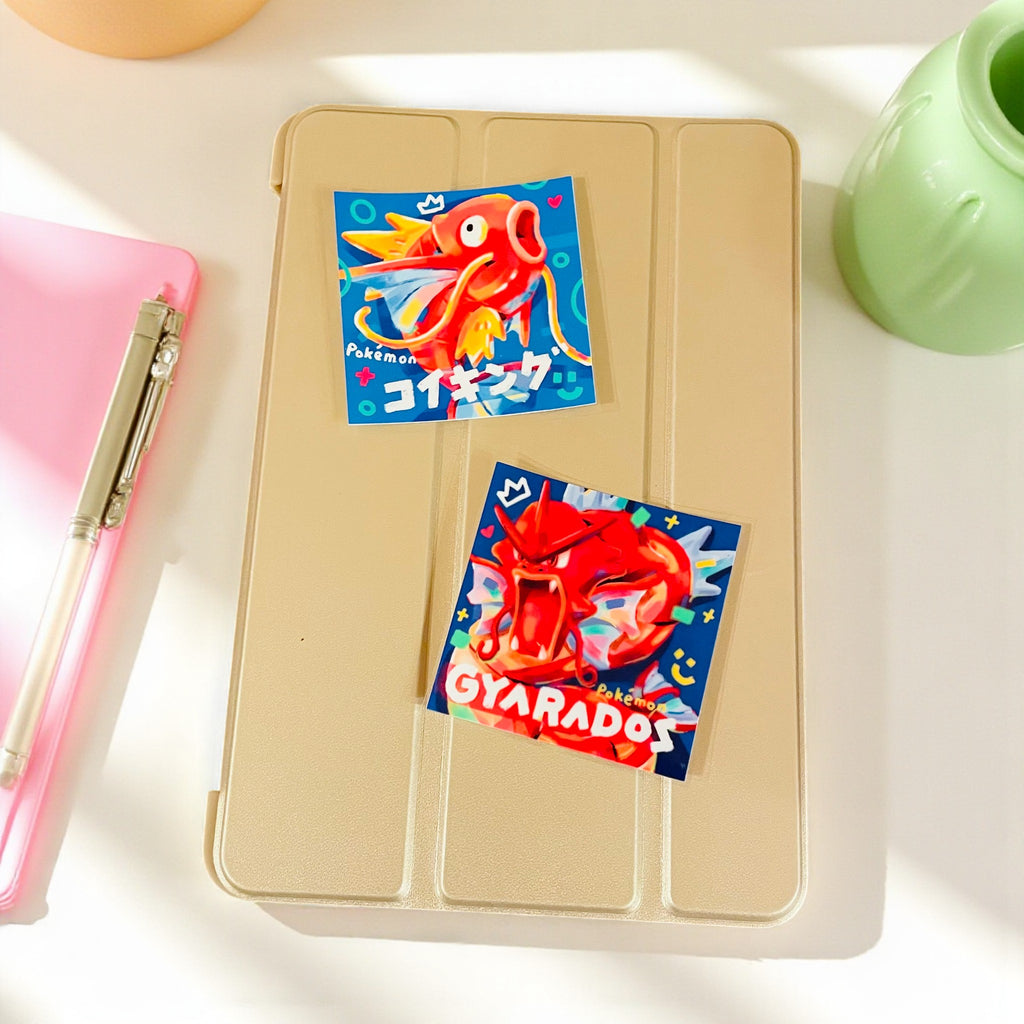 Magikarp & Red Gyarados Stickers • Kawaii Vinyl Decals