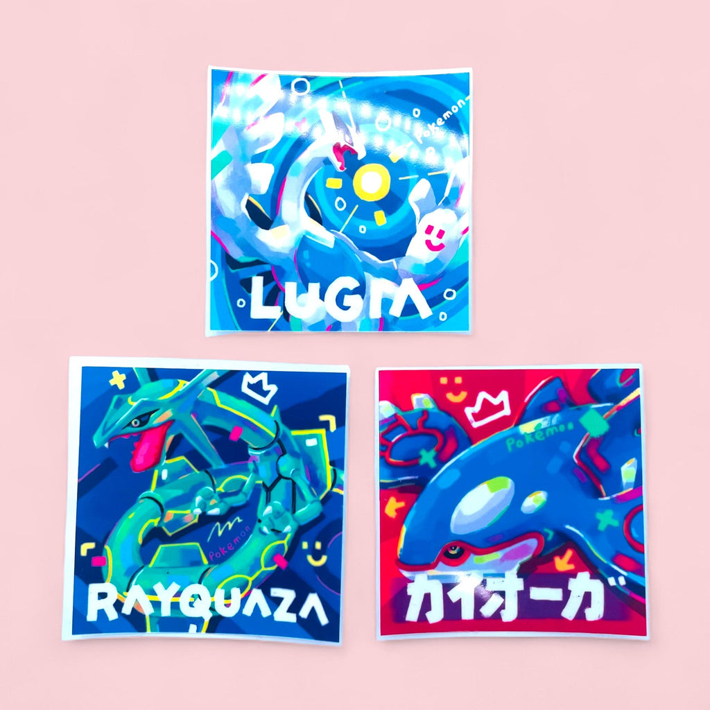 Lugia, Rayquaza & Kyogre Stickers • Kawaii Vinyl Decals