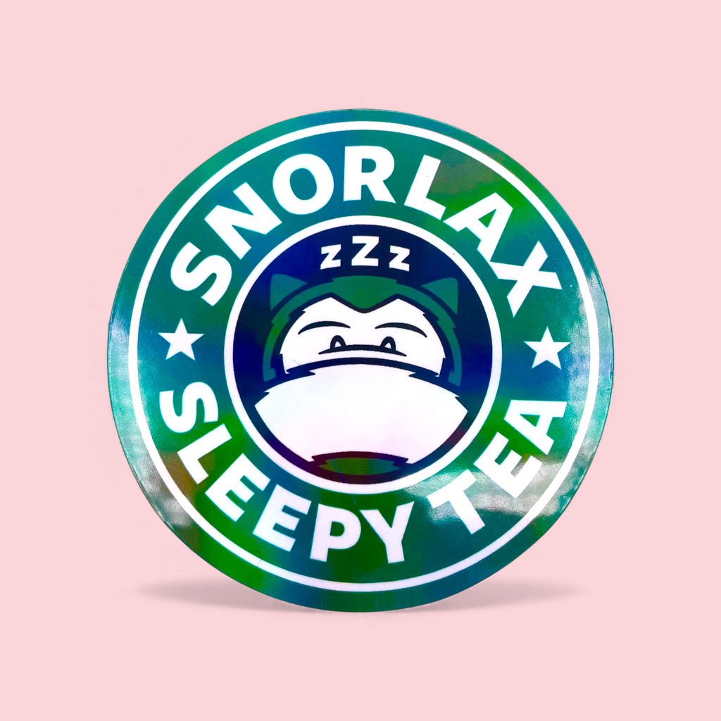 Large Snorlax Sleepy Cafe Holographic Sticker