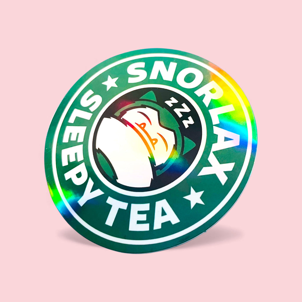 Large Snorlax Sleepy Cafe Holographic Sticker