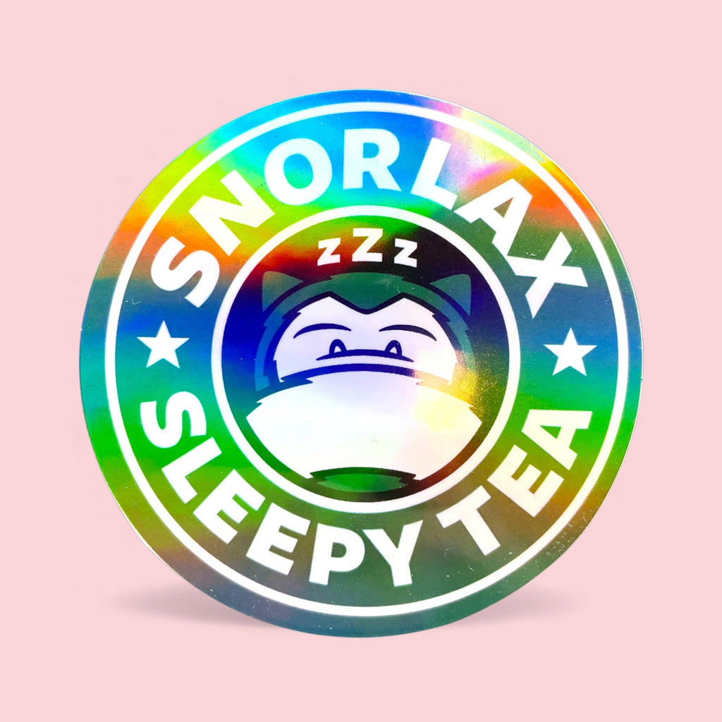 Large Snorlax Sleepy Cafe Holographic Sticker