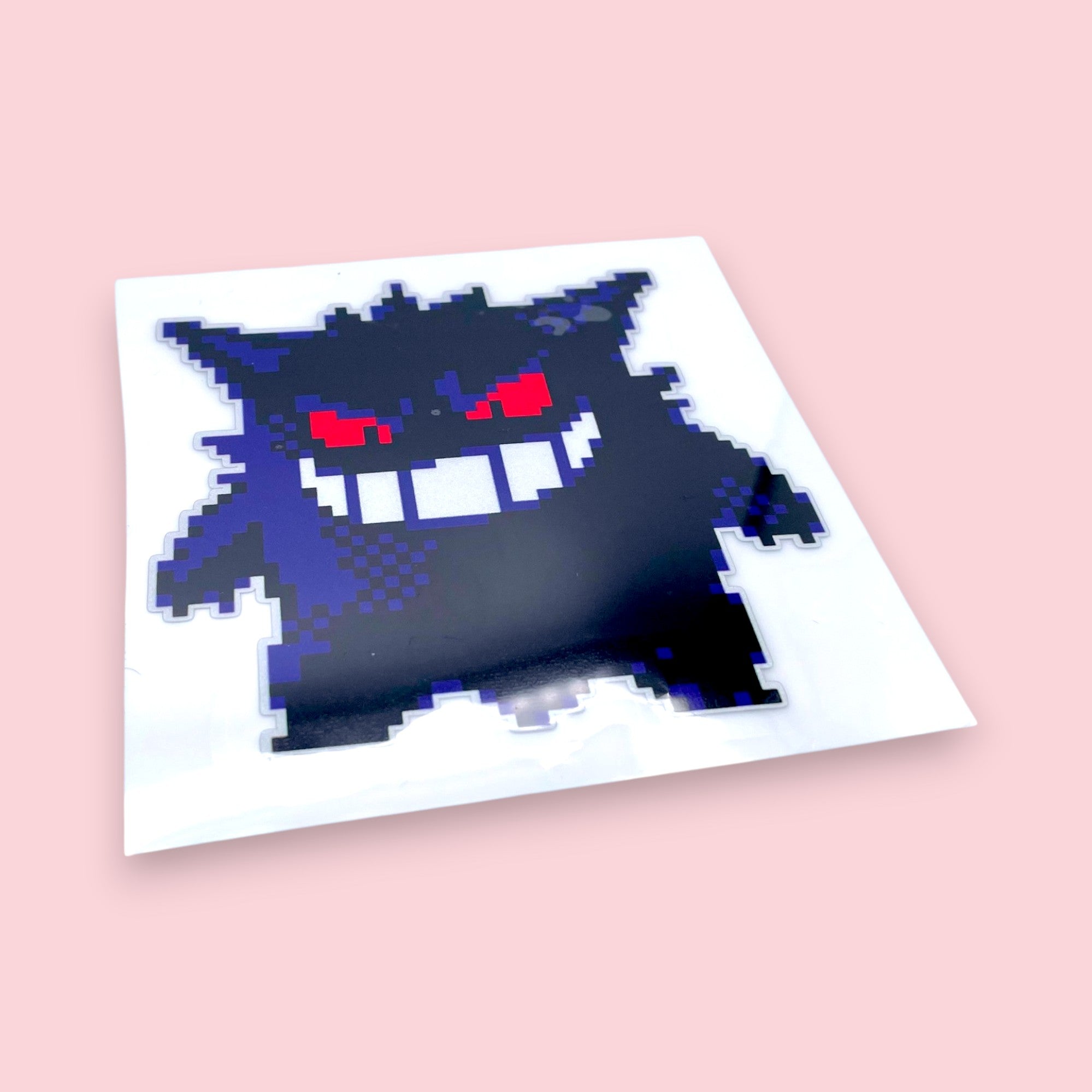 Gengar Retro 8Bit Vinyl Sticker Sideview Large