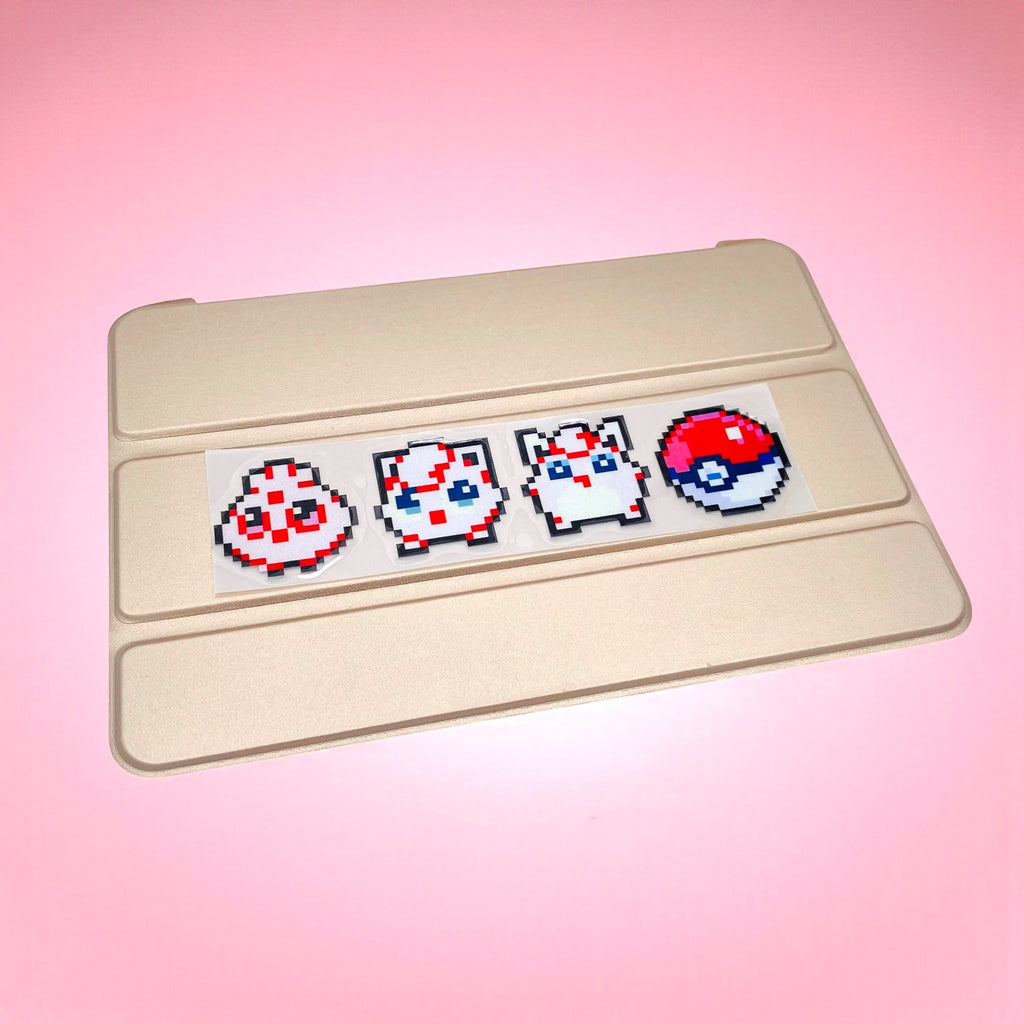 Jigglytuff Wigglytuff Evolution 8Bit Retro Vinyl Sticker on iPad Tablet