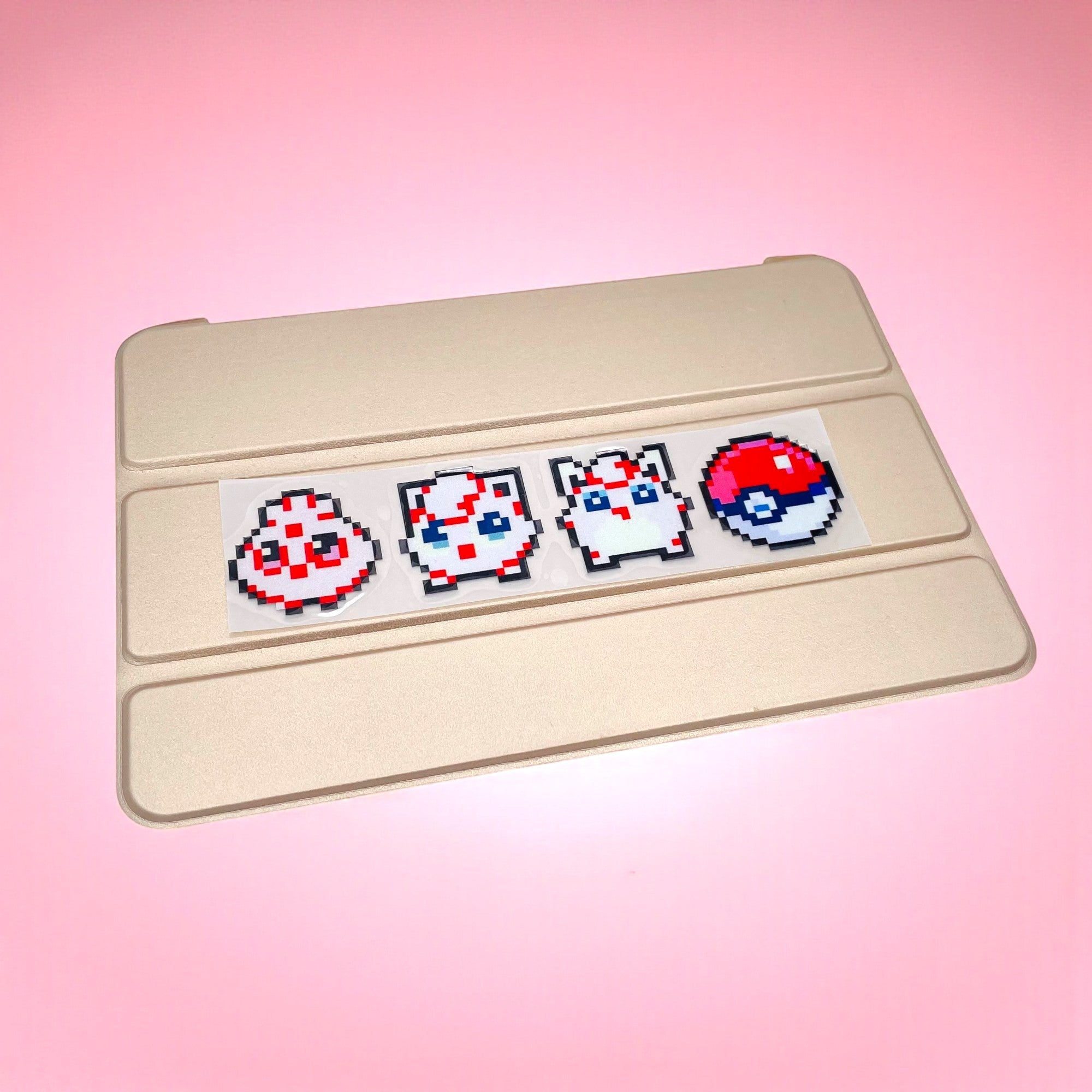 Jigglytuff Wigglytuff Evolution 8Bit Retro Vinyl Sticker on iPad Tablet