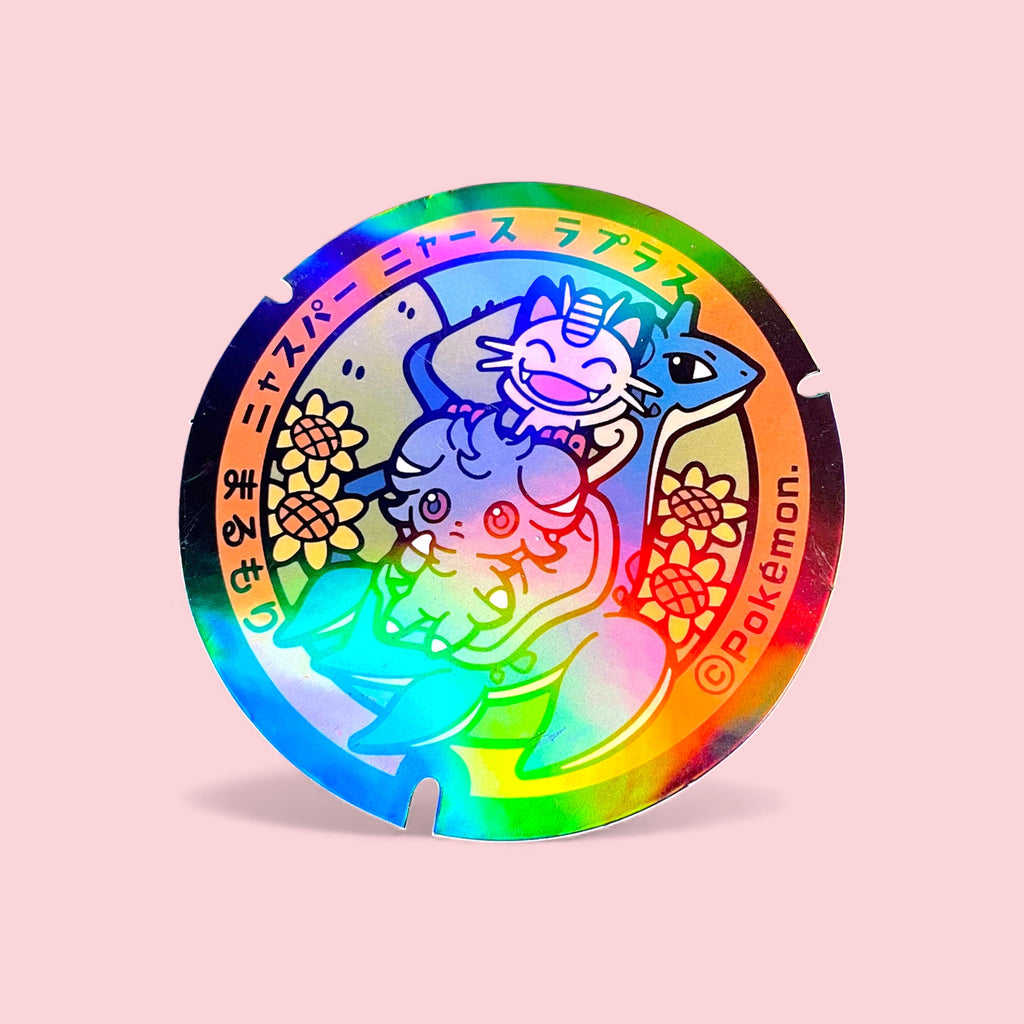 Lapras Poke-Lid Holographic Stickers Japan Meowth Kawaii Decal