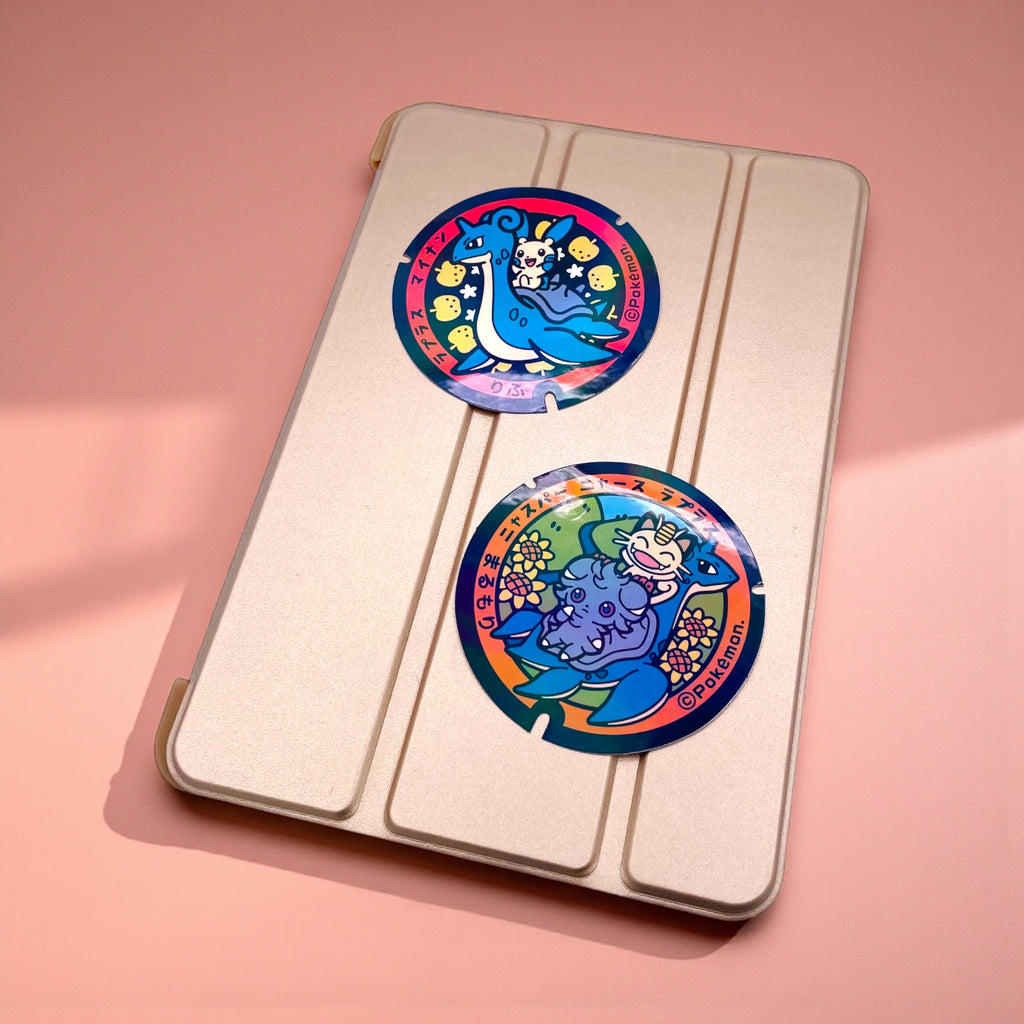 Lapras Poke-Lid Holographic Stickers Japan on iPad Tablet