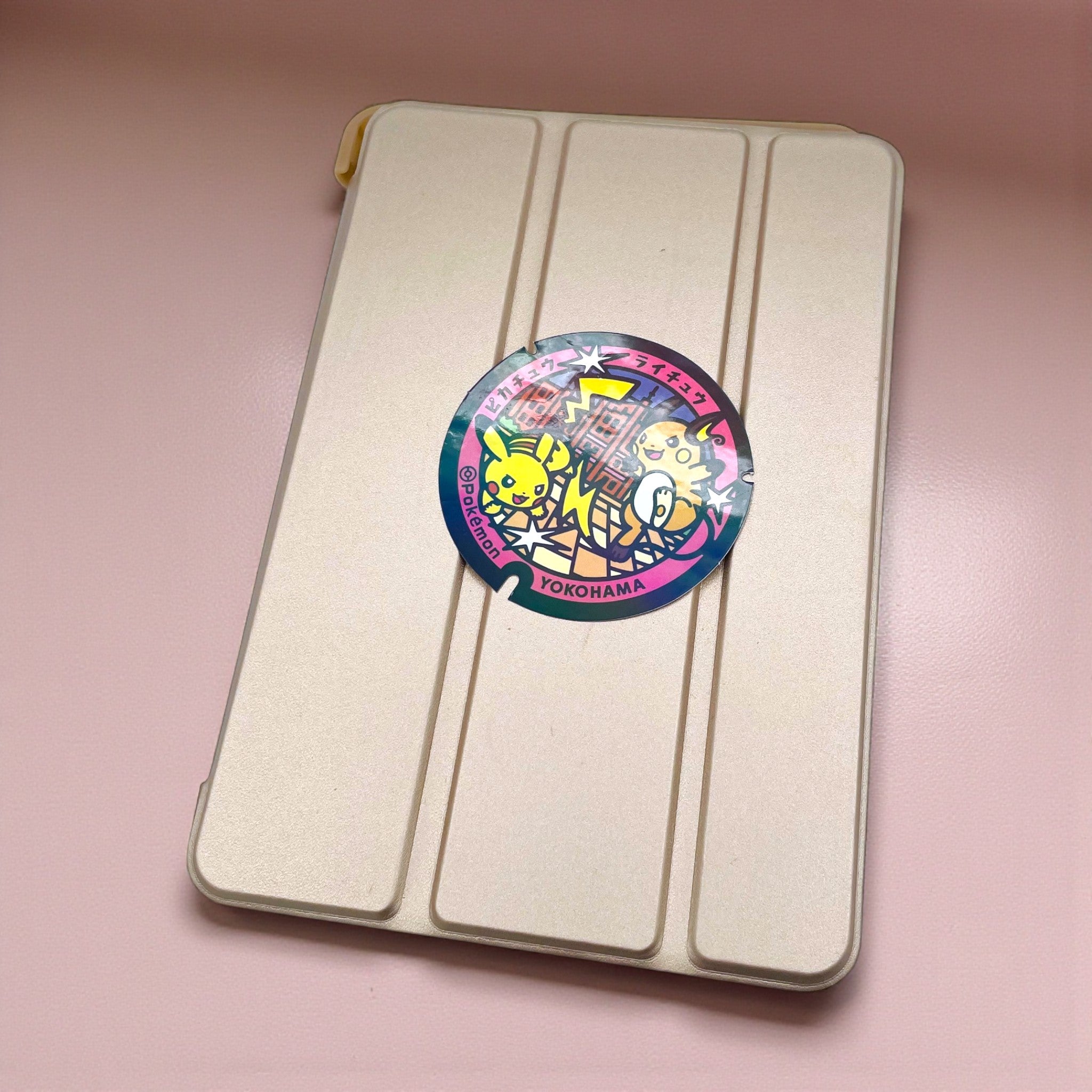 Large Pikachu & Raichu Poke-Lid Sticker (Yokohama, Japan) on iPad Tablet