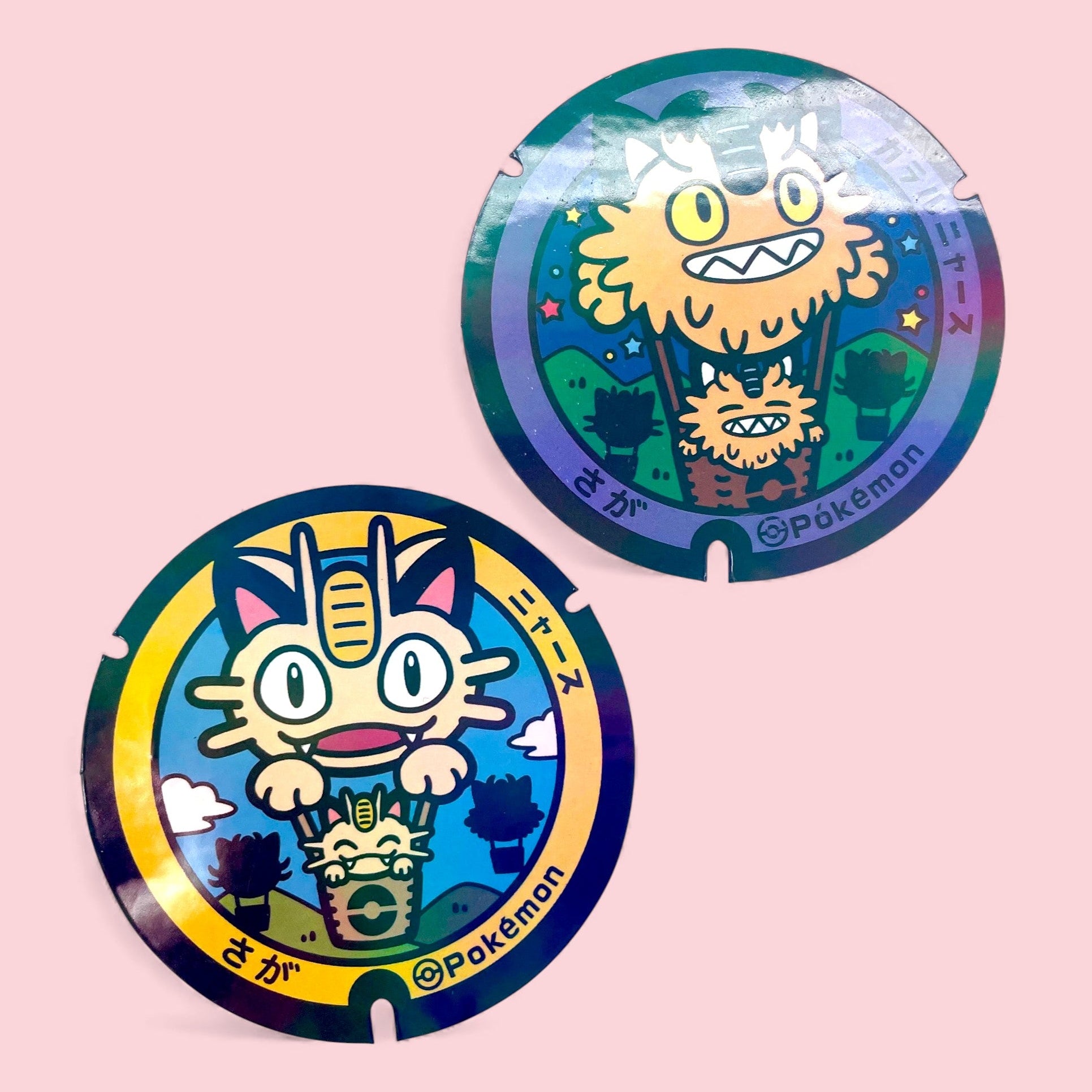 Meowth Galarian Meowth Poke-Lid Holographic Stickers Japan
