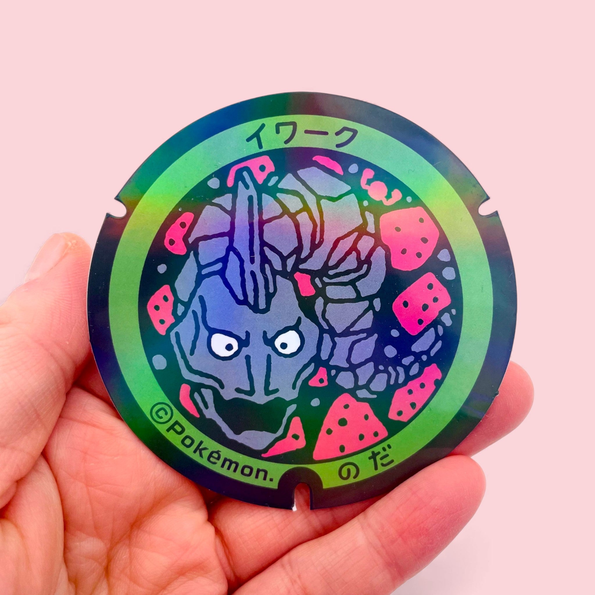 Onix Poke-Lid Holographic Sticker Noda Japan in Hand