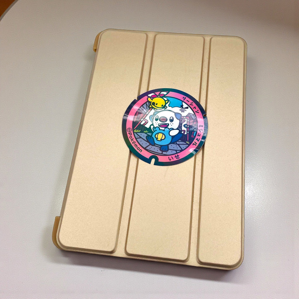 Oshawott & Chingling Poke-Lid Sticker Ise Japan Holographic Decal on Tablet iPad
